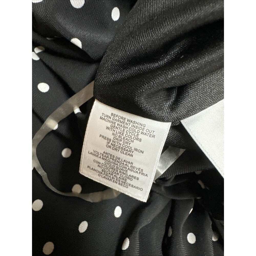 Anne Klein Size 14 Jumpsuit Black White Polka Dot Jersey Knit Tie Wide Leg - Picture 6 of 9